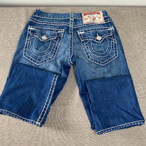 True Religion Billy Super T Denim Jean Men's 32 Blue Thick Stitch Flap Y2K USA - Picture 6 of 15